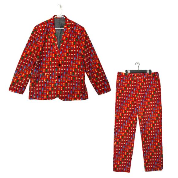 You Look Ugly Today Marvel Mini Figures Holiday Suit Mens Sz L Red Fun Christmas - Picture 1 of 7